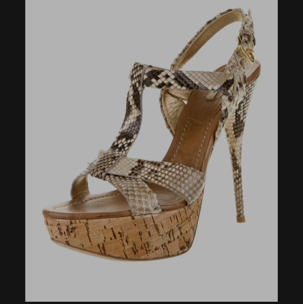MUI MUI Calzature Donna Snakeskin Animal Print T-Strap  Sandal IT38